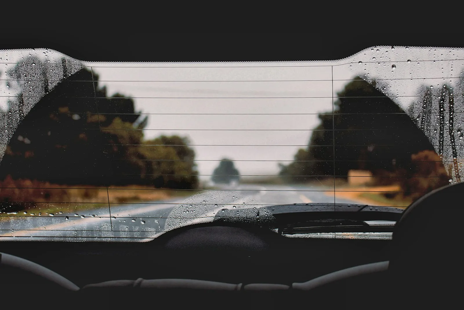Rain on a car rear window in West Melbourne